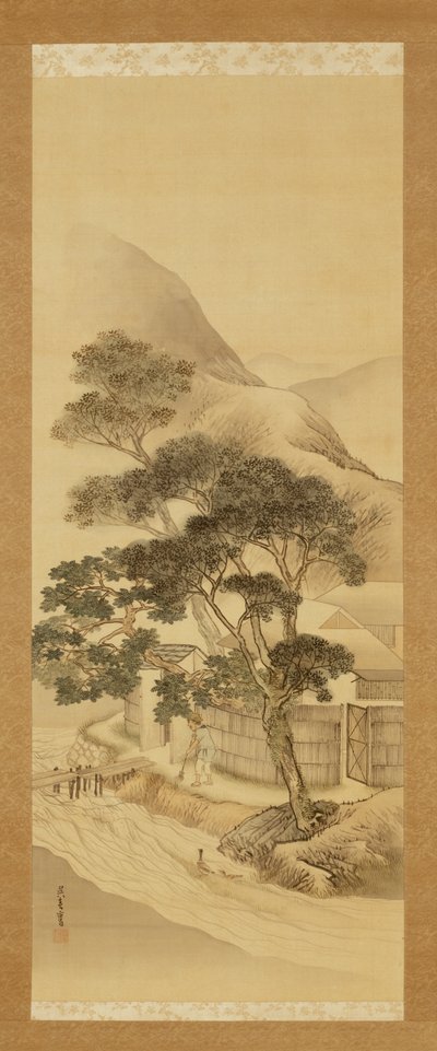 Farmhouse and Stream by Matsumura Goshun