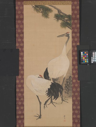 Cranes, Bamboo and Pine, Edo Period by Matsumura Keibun