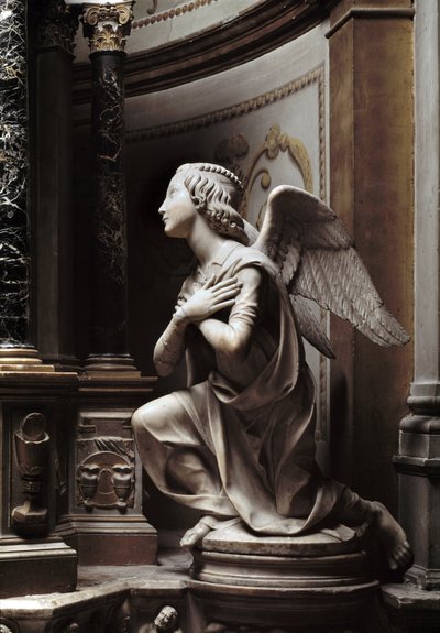 Angel in Adoration, marble sculpture by Matteo Civitali by Matteo Civitali