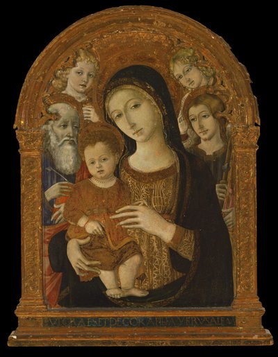 The Virgin and Child Between Saints John the Evangelist, James and Two Angels by Matteo di (c.1430 95) Giovanni