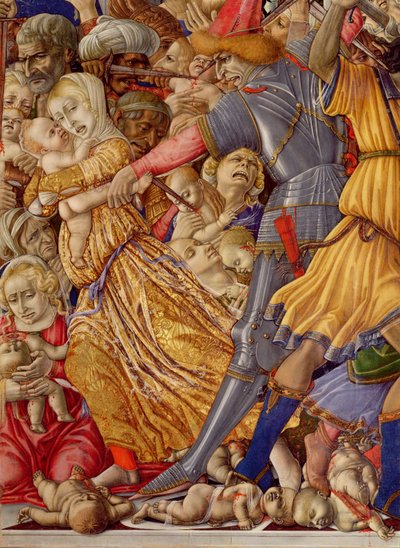 Massacre of the Innocents, Soldier Preparing to Stab a Child (detail) by Matteo di Giovanni di Bartolo