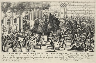 Saint Catherine Protects Charles IV During the Pisan Popular Revolt in May 1355 by Matthäus Küsel
