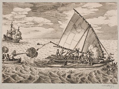 Dutchmen Conquering a Ship with Wild People and Children by Matthäus Merian d.Æ.
