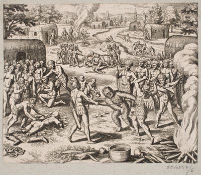 When They Capture One of Their Enemies, They Are Executed and Eaten in a Barbaric and Inhumane Manner by Matthäus Merian d.Æ.