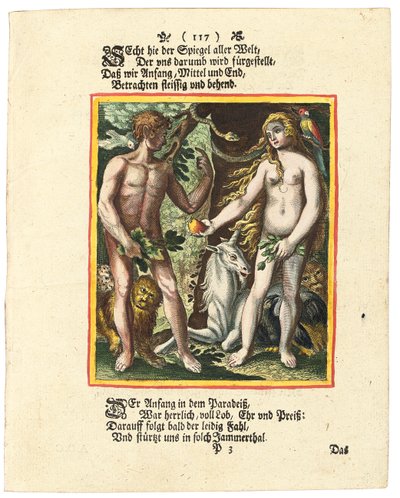 Adam and Eve, c.1700-1725 by Matthaus Merian