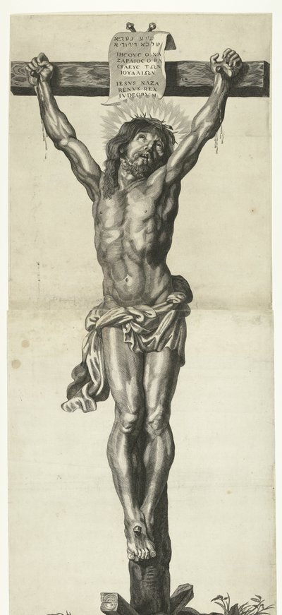 Christ on the Cross (Series of Ecce Homo, the Crucified Christ, Virgin Mary and John the Evangelist) by Mattheus Borrekens