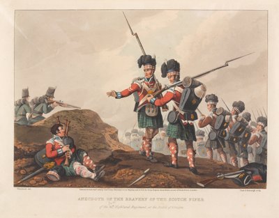 Anecdote of the bravery of the Scotch piper of the 71st Highland Regiment, at the Battle of Vimiero by Matthew Dubourg