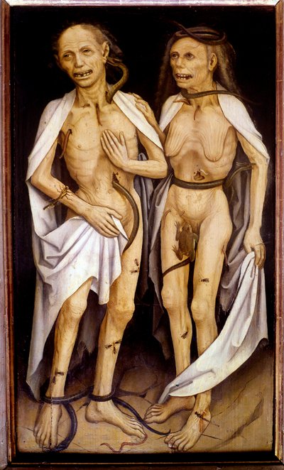 Deceased Lovers, an Aged Couple with Bodies in Decomposition Transpierced by Snakes and Covered with Insects Remind Adam and Eve by Matthias (c.1480 1528) Grunewald