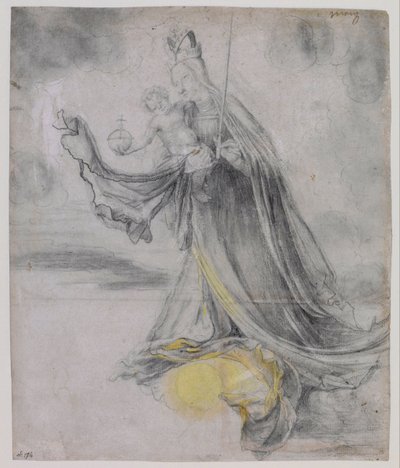 "Virgin Has the Child in the Clouds" (Virgin and Child in the Clouds) by Matthias (c.1480-1528) Grunewald