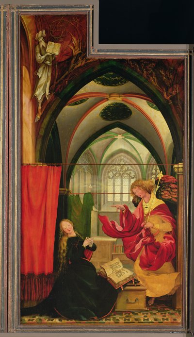 The Annunciation from the Isenheim Altarpiece, Left Hand Wing, c.1512-16 by Matthias (c.1480 1528) Grunewald