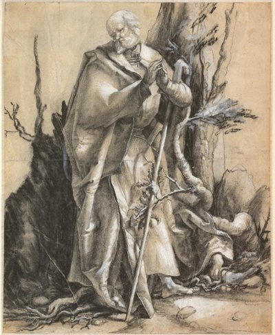 Bearded Saint with Walking Stick, c. 1516 by Matthias Grünewald