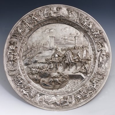 Silver Plate Depicting the Departure of Christopher Columbus by Matthias Melijn