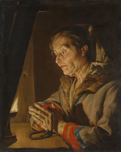 Old Woman Praying by Matthias Stomer