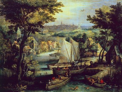 River landscape, by Mathys Bril Younger by Matthijs the younger Bril