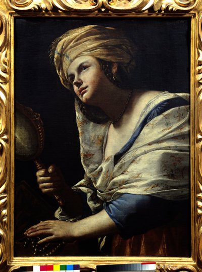 Vanity: Woman with Turban and Mirror by Mattia Preti