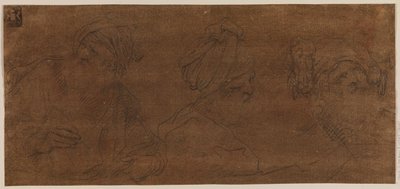Three Studies of an Old Man Wearing a Turban by Mattia Preti