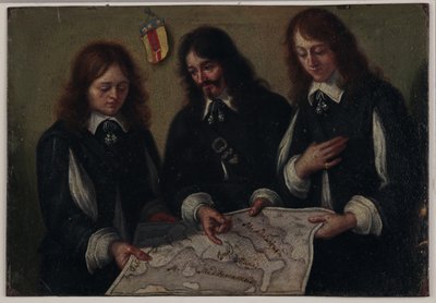 Portrait of Dean John Bargrave, His Nephew Alexander Chapman and Friend John Raymond Consulting a Map of Italy by Mattio Bolognini