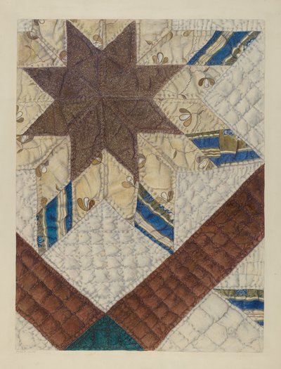 Double Star Patchwork Quilt, c. 1939 by Maud M Holme