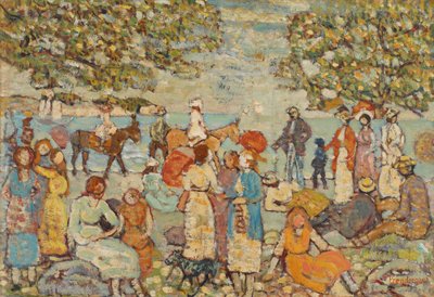 Beach Scene with Donkeys (or Mules) by Maurice Brazil Prendergast