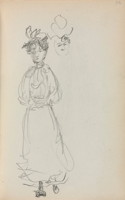 Standing Woman, Italian Sketchbook, face page 52 by Maurice Brazil Prendergast