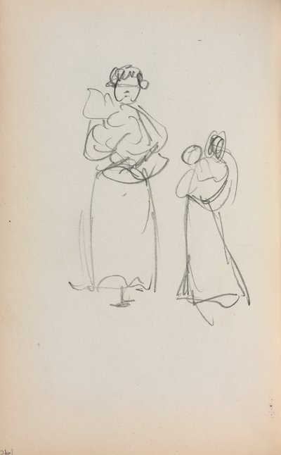 Italian Sketchbook: Two Standing Women Holding Infants (page 140) by Maurice Brazil Prendergast