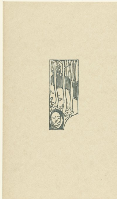 Illustration with Head of a Woman with Closed Eyes and Trees by a Poem in the Poetry Collection Sagesse by Paul Verlaine (L