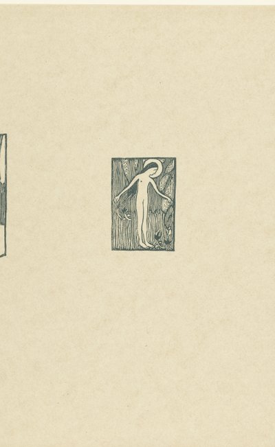 Illustration with Naked Female Saint Standing by Tree in Poetry Book by Paul Verlaine by Maurice Denis