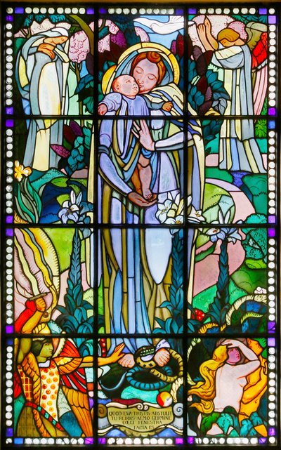 Virgin and child stained glass (Maurice Denis museum, Saint Germain en Laye, France) by Maurice Denis