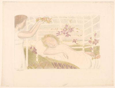 Sleeping Girl Receiving a Garland by Maurice Denis