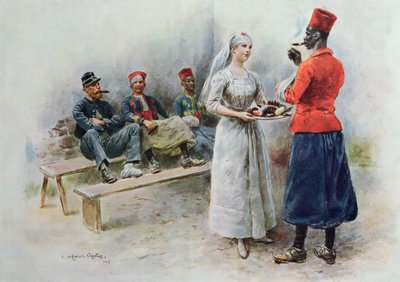 The Favourite Nurse with Zouaves and Soldiers during the First World War by Maurice Henri Orange