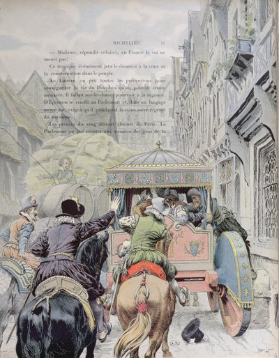 Assassination of Henri IV by Francois Ravaillac in the Rue de la Ferronerie on 14th May 1610 by Maurice Leloir
