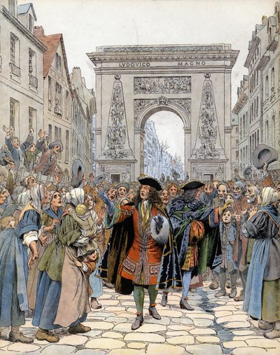 At the Porte Saint-Denis in Paris, the marechal of Boufflers (Louis Francois de Boufflers) by Maurice Leloir