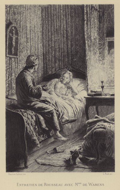 Conversation between Rousseau and Madame de Warens by Maurice Leloir