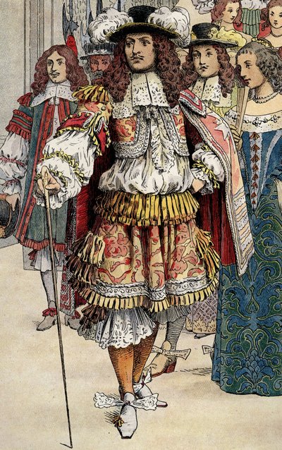French king Louis XIV in his castle of Vaux Le Visomte by Maurice Leloir