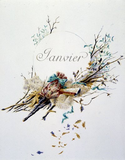 January - La Chanson du Mois by Jérôme Doucet, Illustration by Maurice Leloir, Edited by Reims 1904, L. Michaud by Maurice Leloir