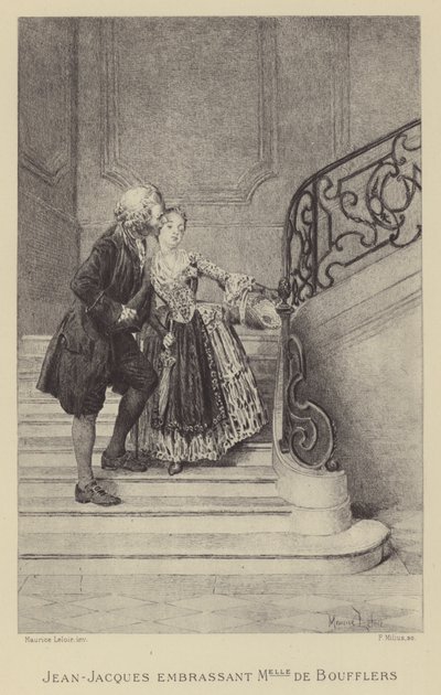 Jean-Jacques Rousseau kissing Madame de Boufflers by Maurice Leloir