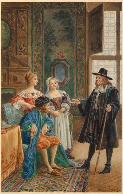 Moliere ill (illustration) by Maurice Leloir
