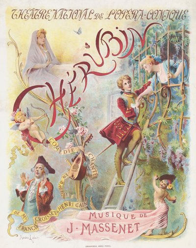 Premiere Poster for the Opera Chérubin by Jules Massenet by Maurice Leloir