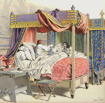 Richelieu and King Louis XIII in Adjacent Beds at the Time of the Conspiracy of Cinq-Mars by Maurice Leloir