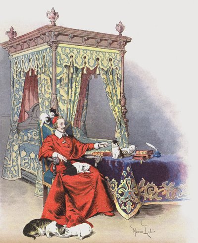 Richelieu Playing with His Pet Cats by Maurice Leloir
