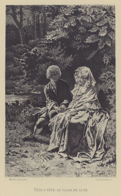 Tete-a-tete in the moonlight by Maurice Leloir