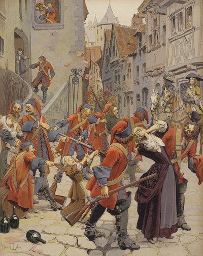 The Dragonnades Evicting a Protestant Family by Maurice Leloir