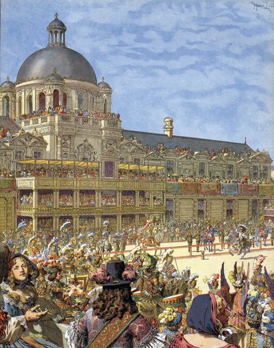 The Royal Carrousel, Given in 1662, in Front of the Palais des Tuileries in Paris under Louis XIV, known as the Sun King by Maurice Leloir
