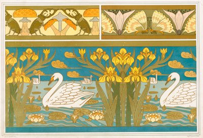 Designs for Wallpaper Border with Stag Beetles and Mushrooms by Maurice Pillard Verneuil