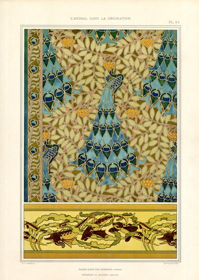 Peacocks and Fish in Art Nouveau Ornamentation by Maurice Pillard Verneuil
