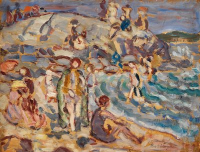 Beach Scene and Hill by Maurice Prendergast