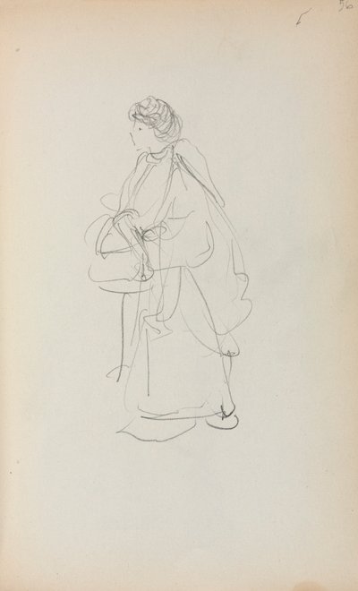 Italian Sketchbook: Standing Woman Holding a Satchel (page 56) by Maurice Prendergast