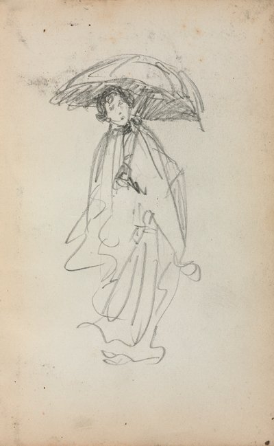 Italian Sketchbook: Standing Woman with Parasol (page 259) by Maurice Prendergast