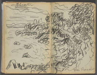 Sketchbook- The Granite Shore Hotel, Rockport, page 008 & 9: "Gloucester- The Road" by Maurice Prendergast