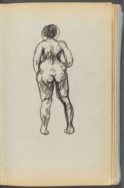 Sketchbook: The Granite Shore Hotel, Rockport, Female Nude Seen from the Back (page 031) by Maurice Prendergast